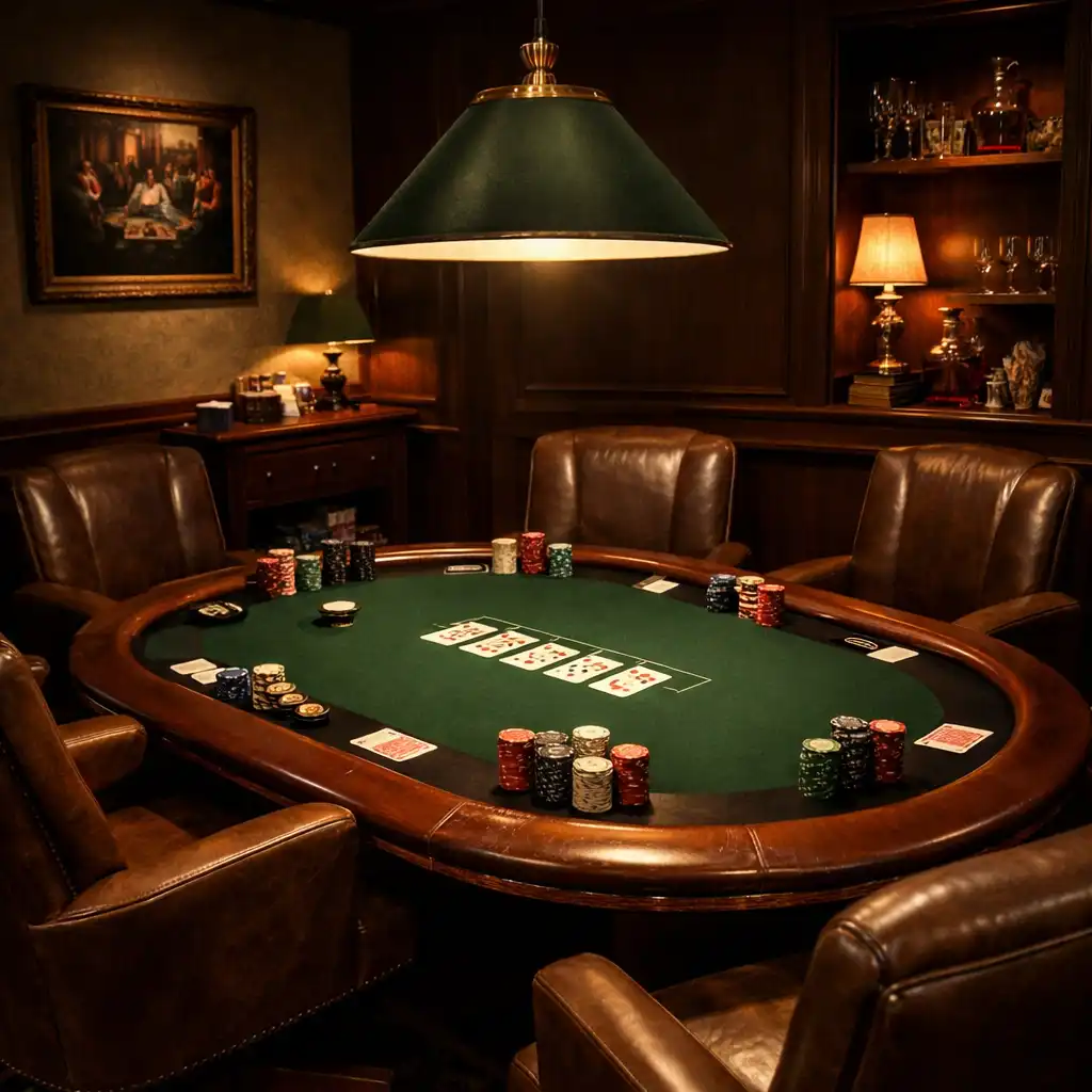Card Room privée avec table de poker professionnelle